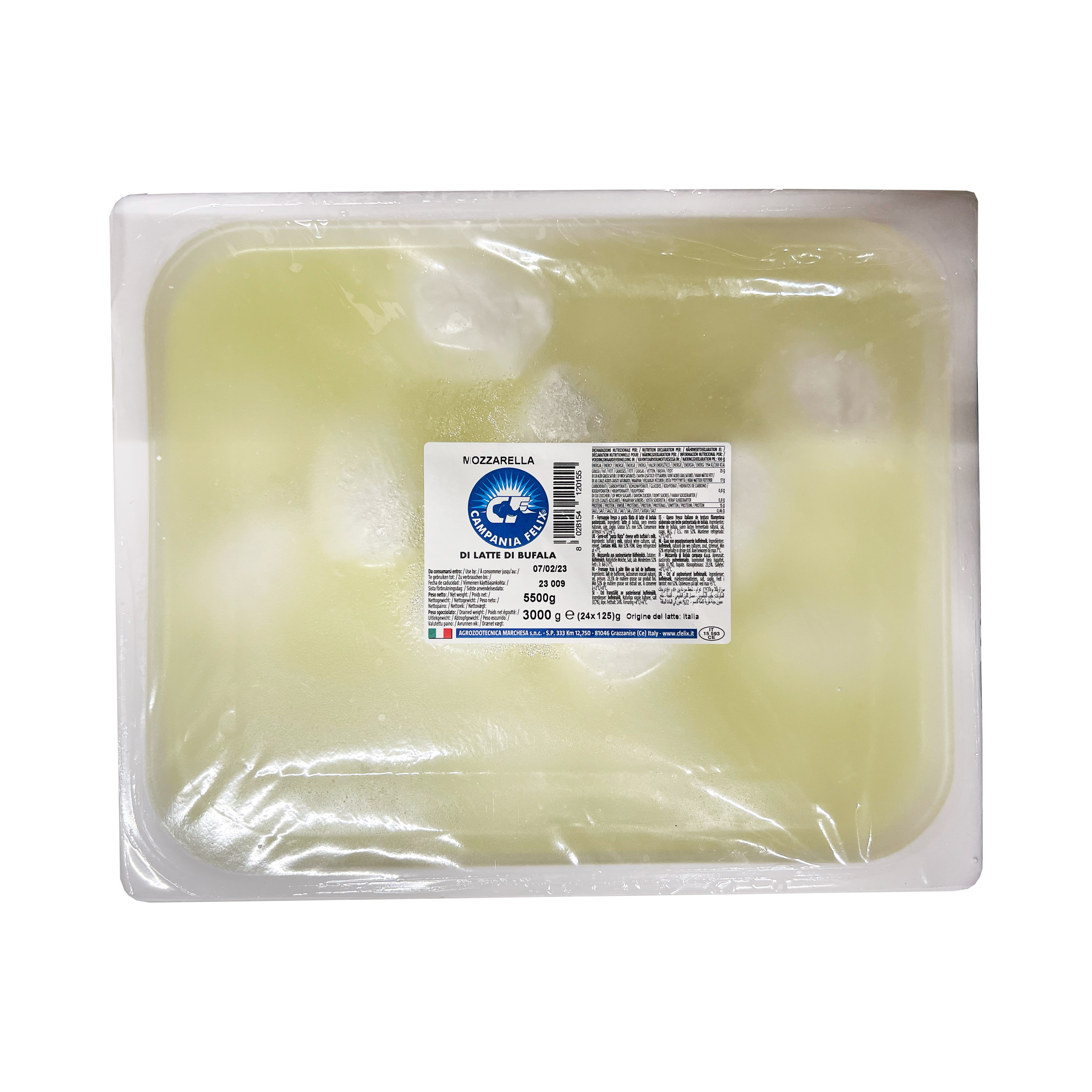Buffelmozzarella DOP 24x125 g 3 kg