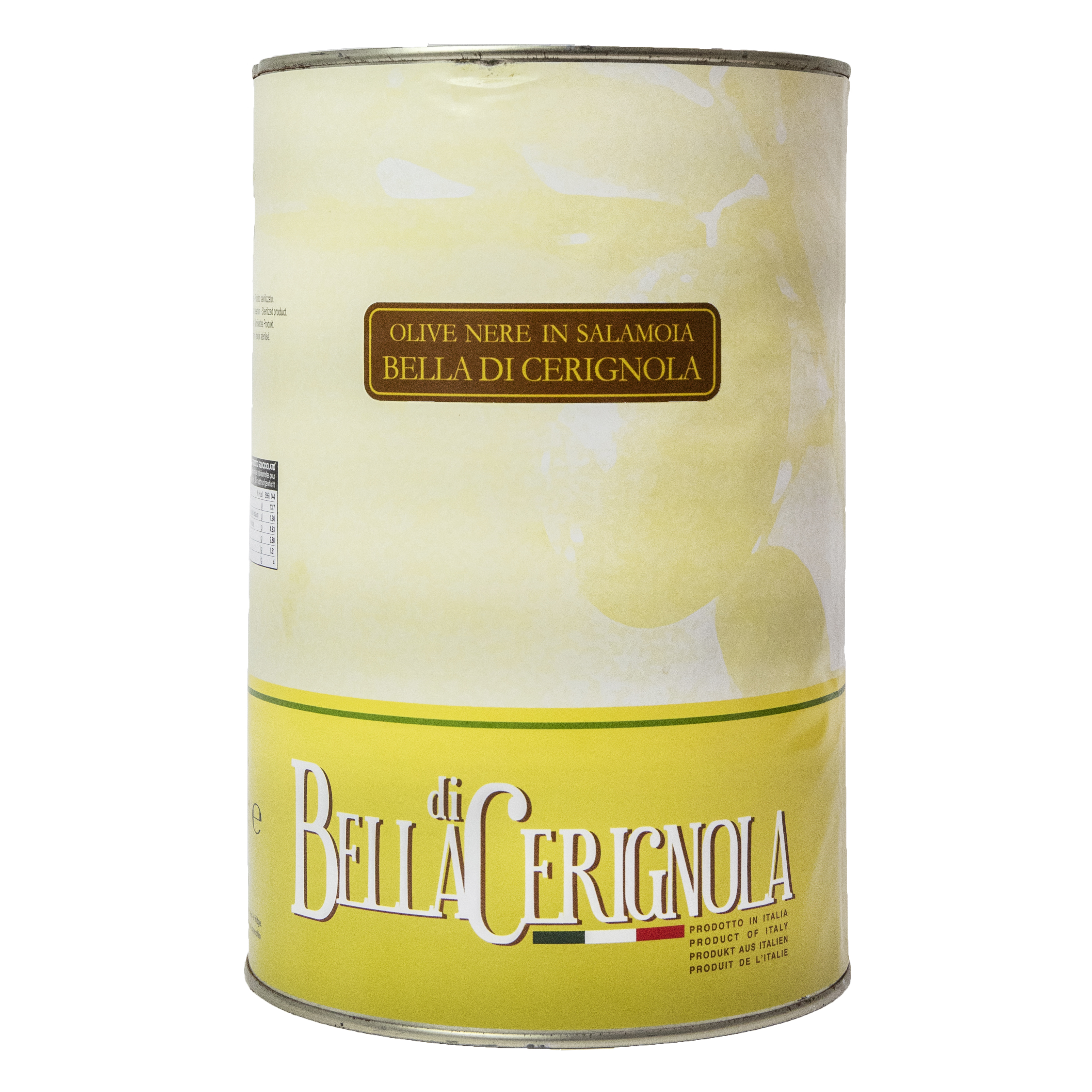 Bella di cerignola, svart oliv 4,7 l