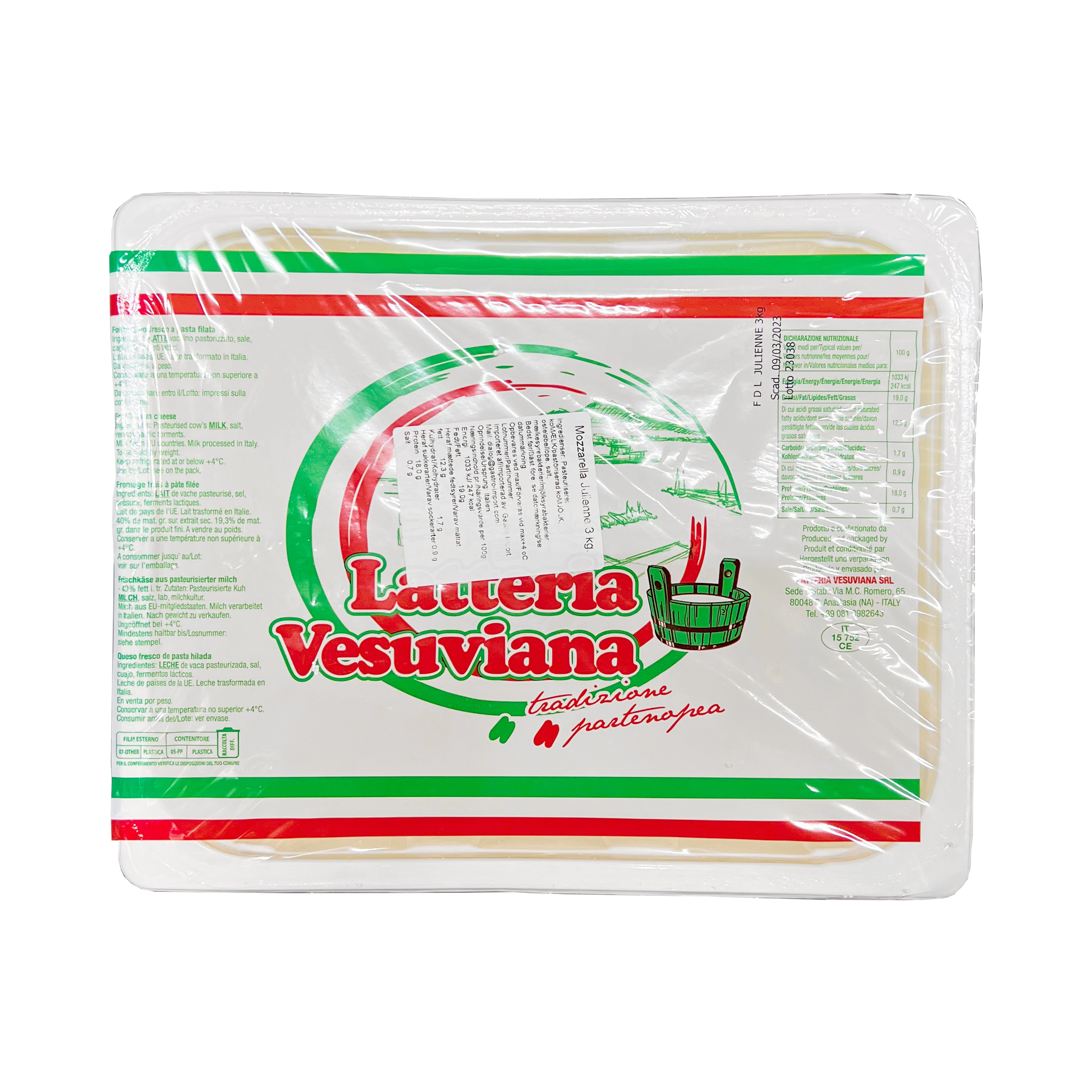 Mozzarella julienne, Vesuviana 3 kg