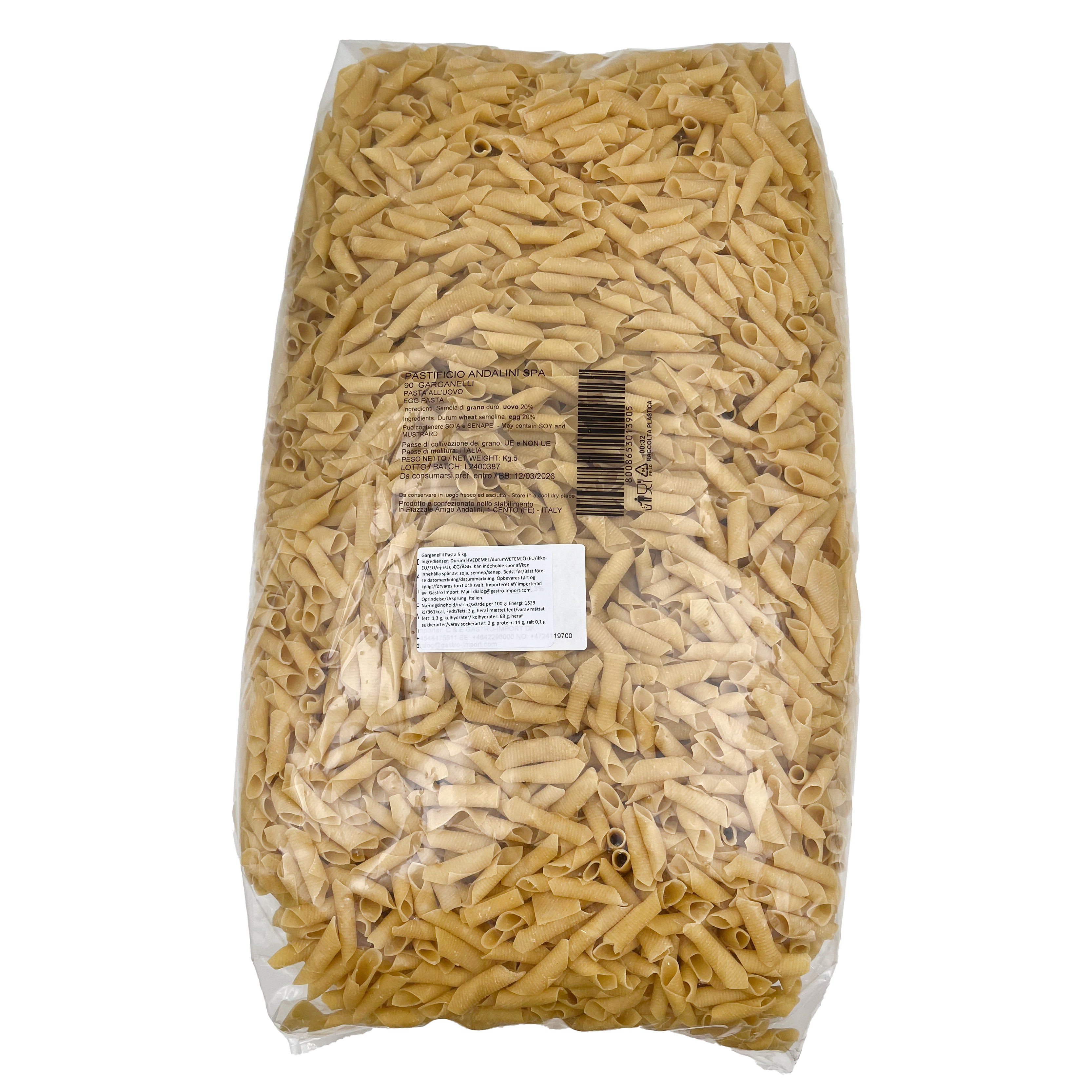 Garganelli rörpasta m ägg 5 kg
