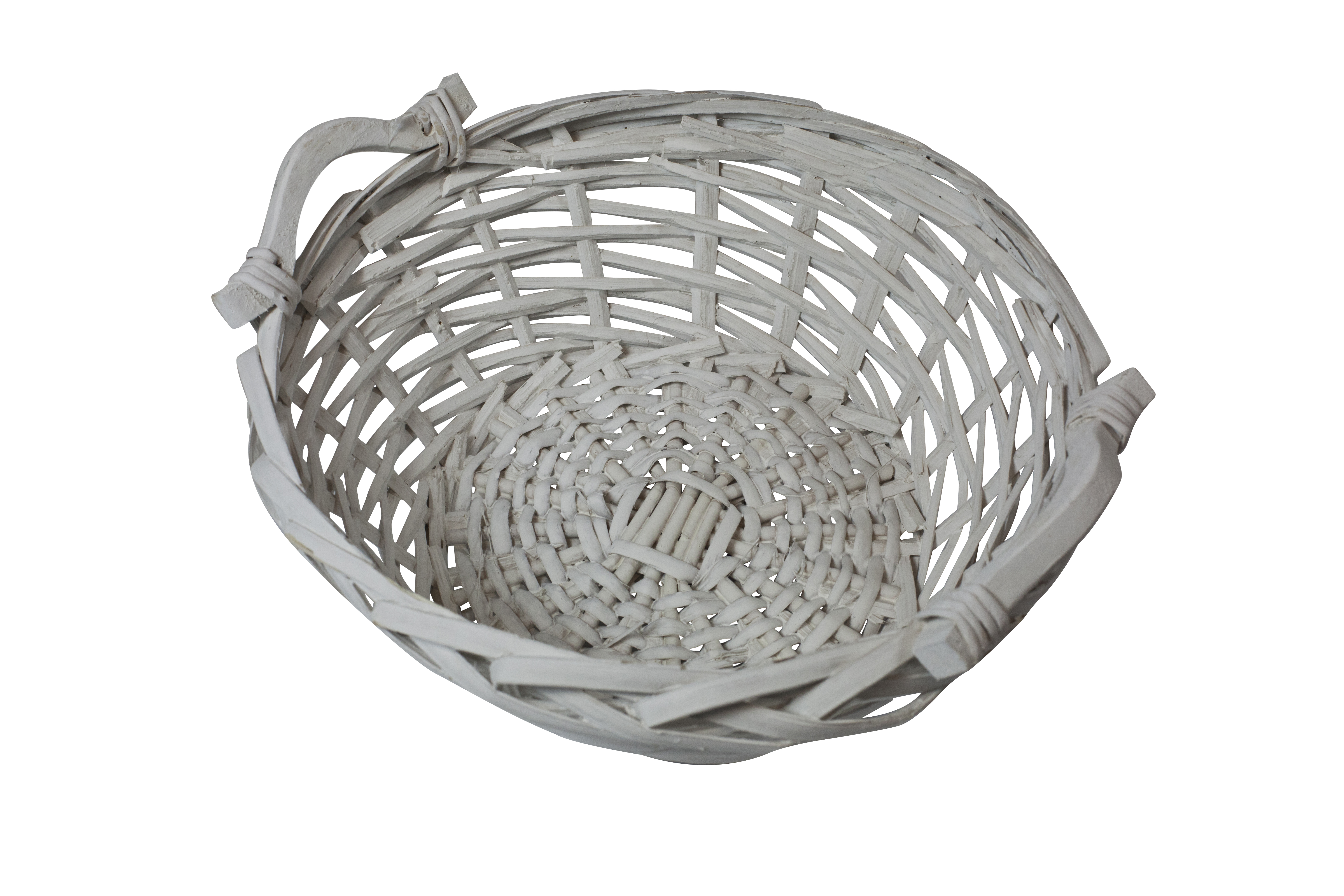 Korg, vit flätad stor 34 cm