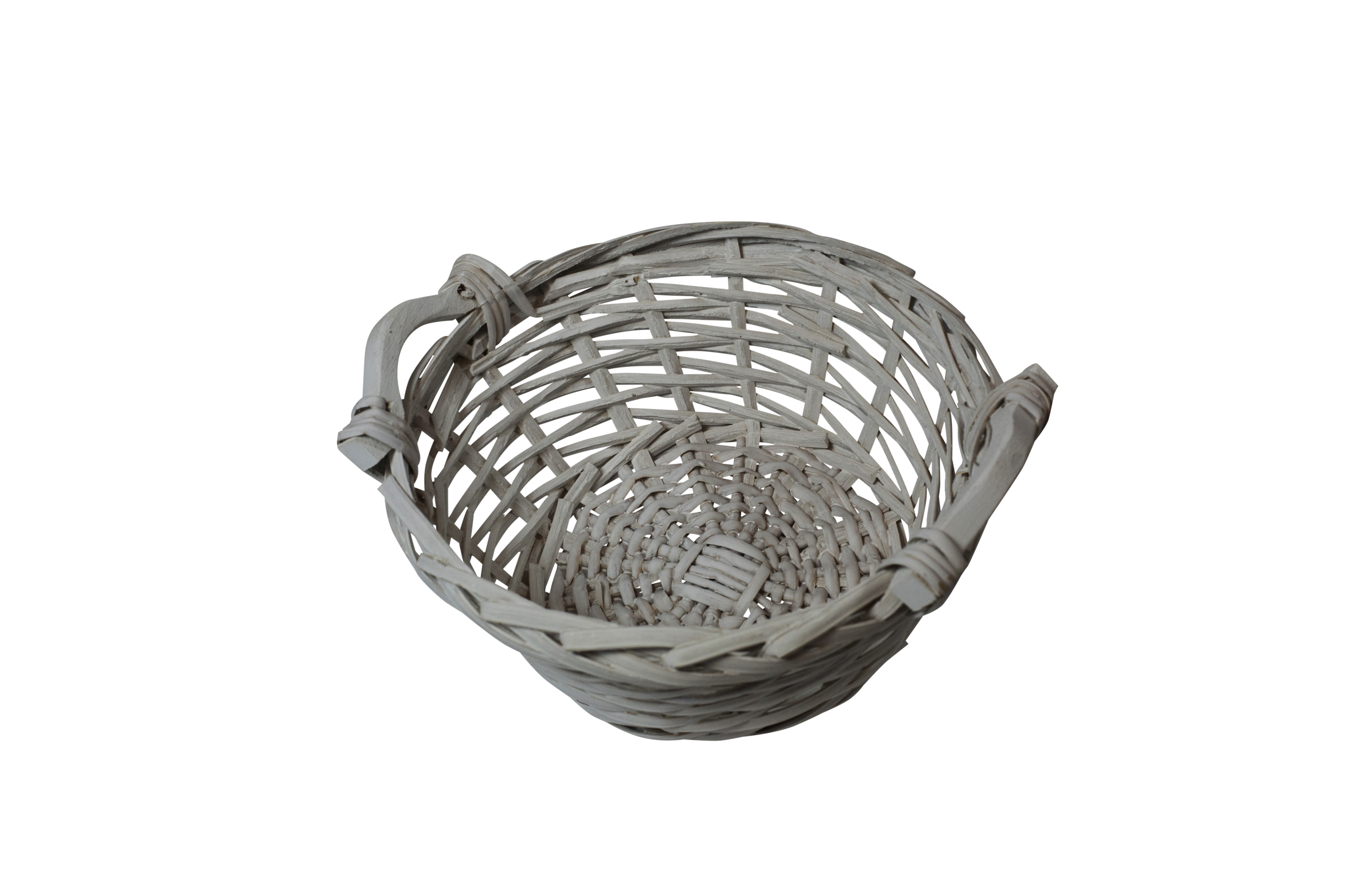 Korg, vit flätad liten 26 cm