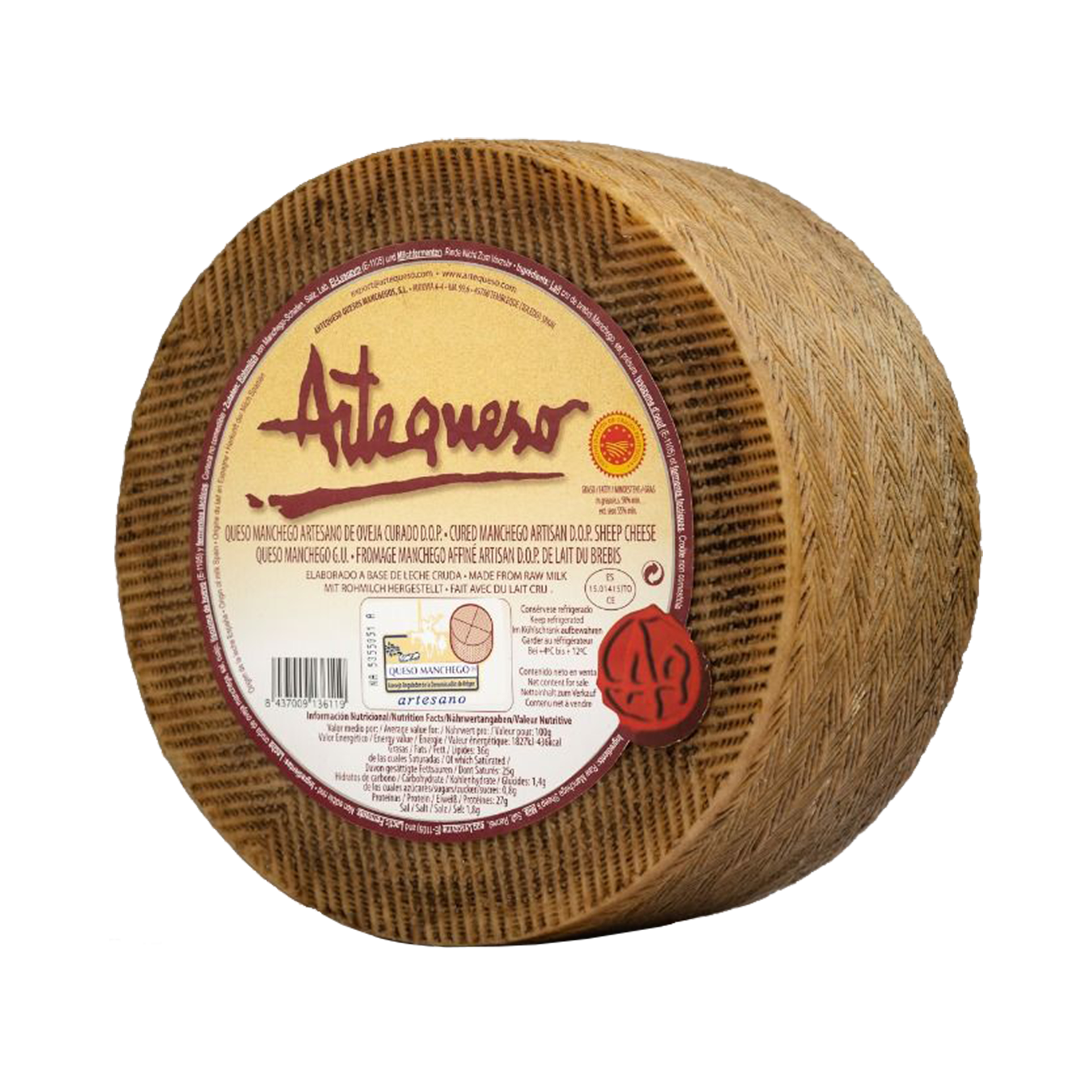 Manchego DOP curado 6 mån, 3 kg