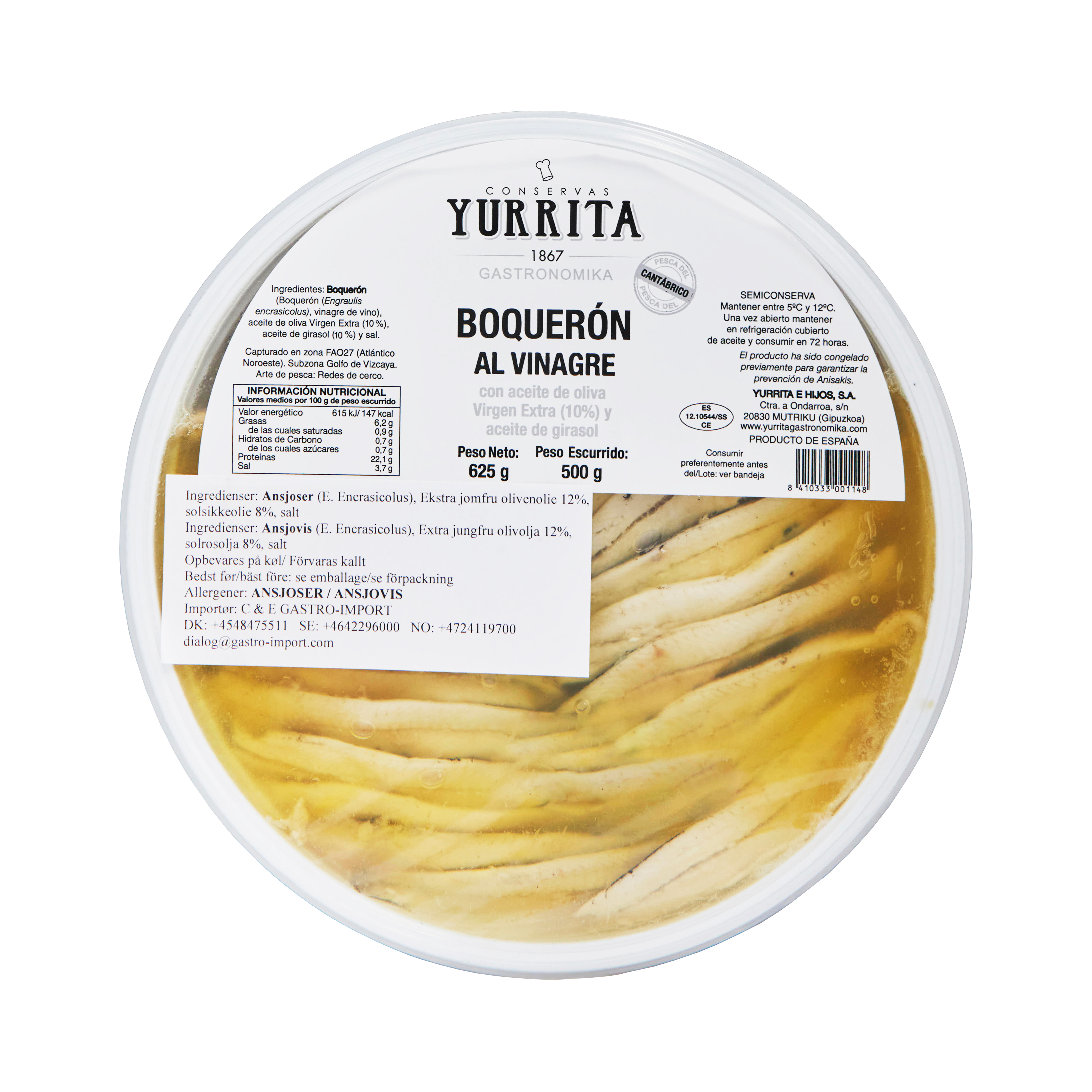 Yurrita Boquerones, XV olivolja 625 g