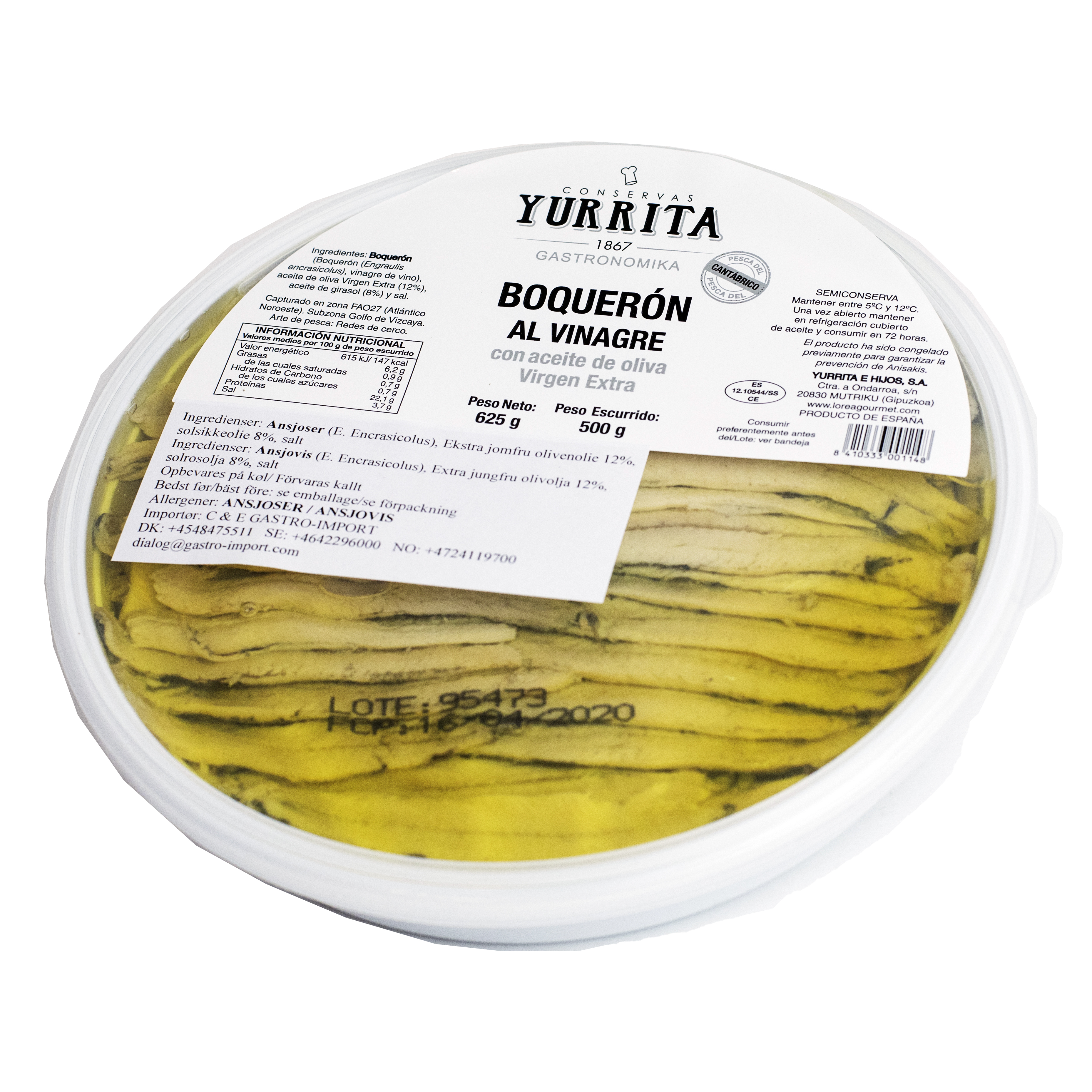 Yurrita Boquerones, XV olivolja 625 g