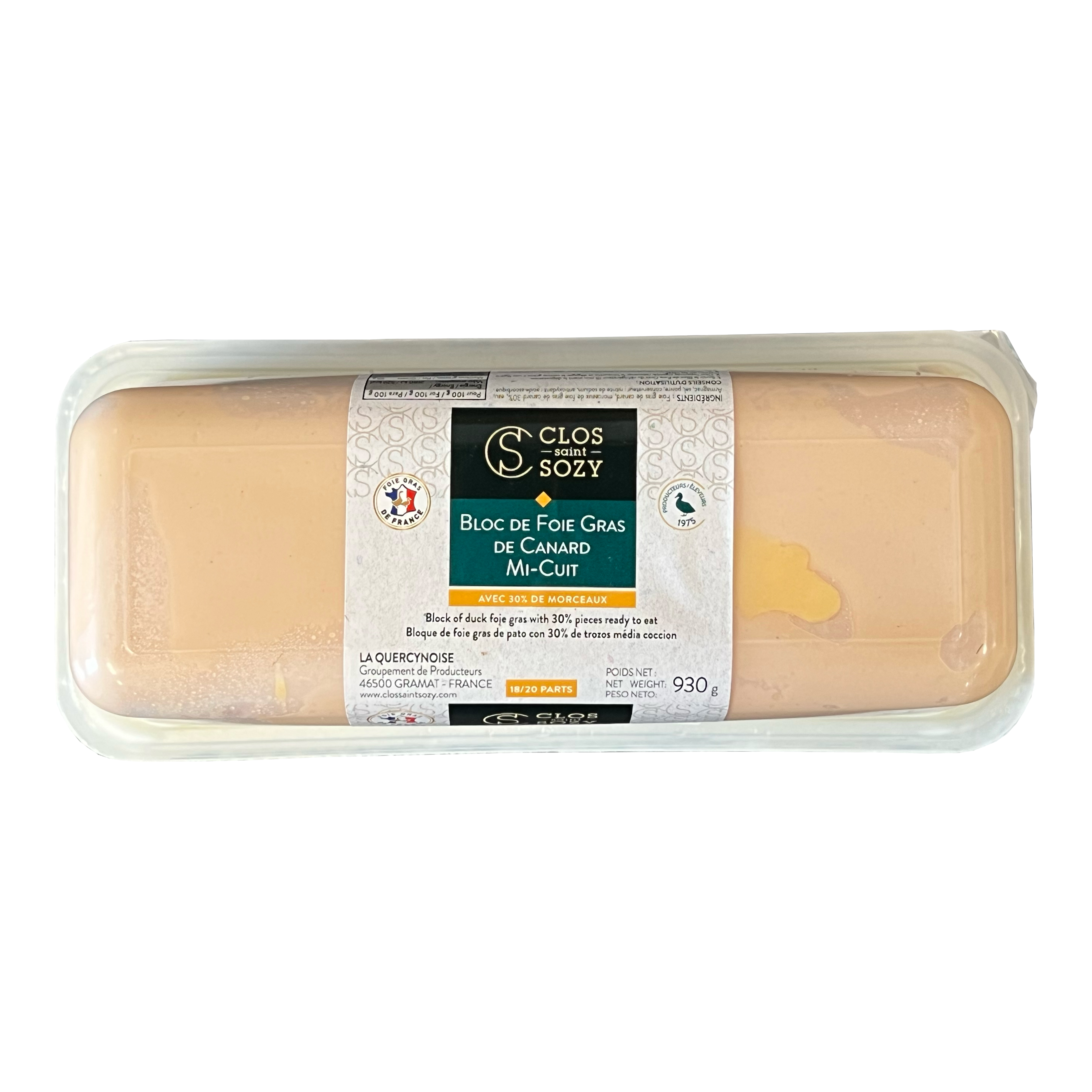 Foie Gras de Canard bloc 30% bitar 930 g