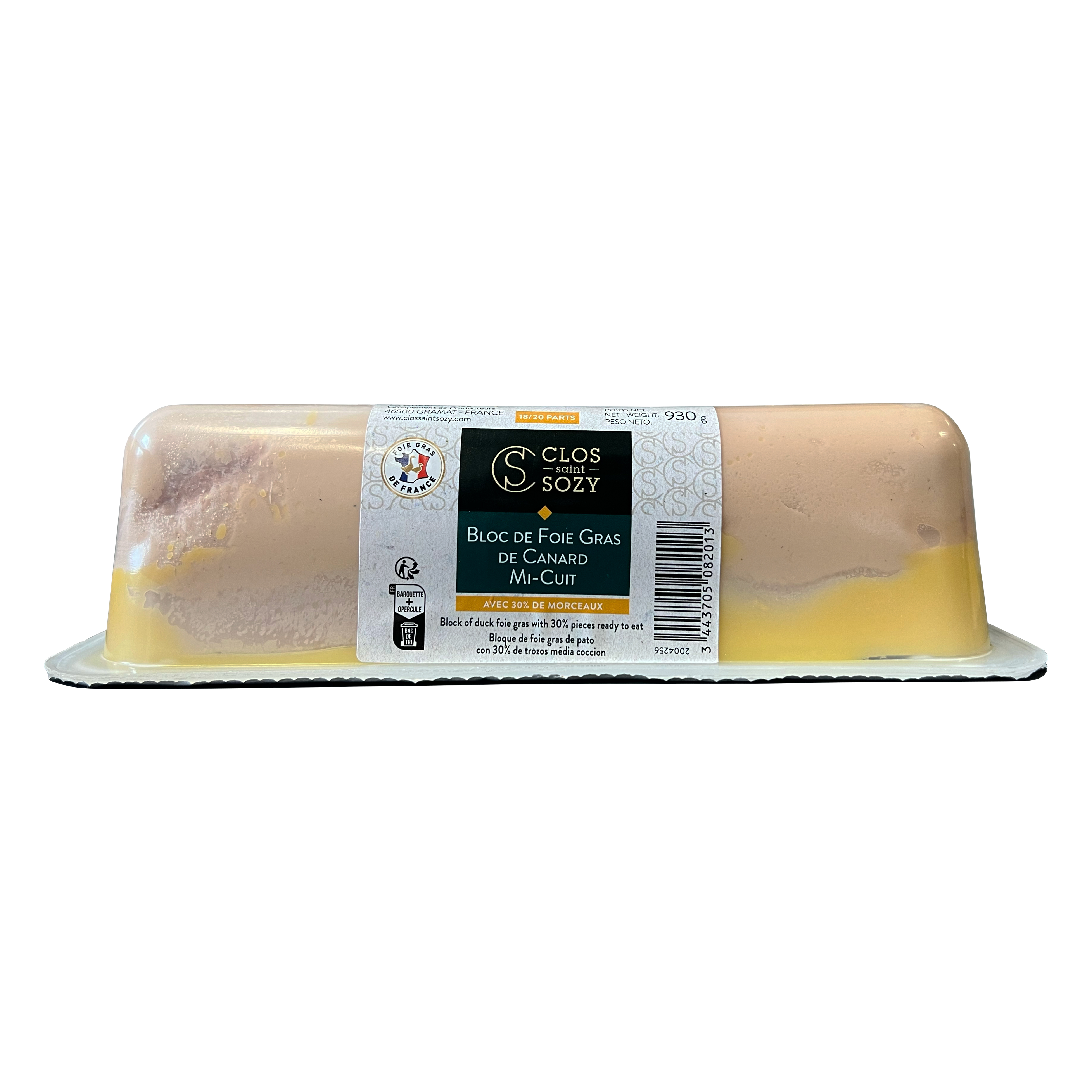 Foie Gras de Canard bloc 30% bitar 930 g