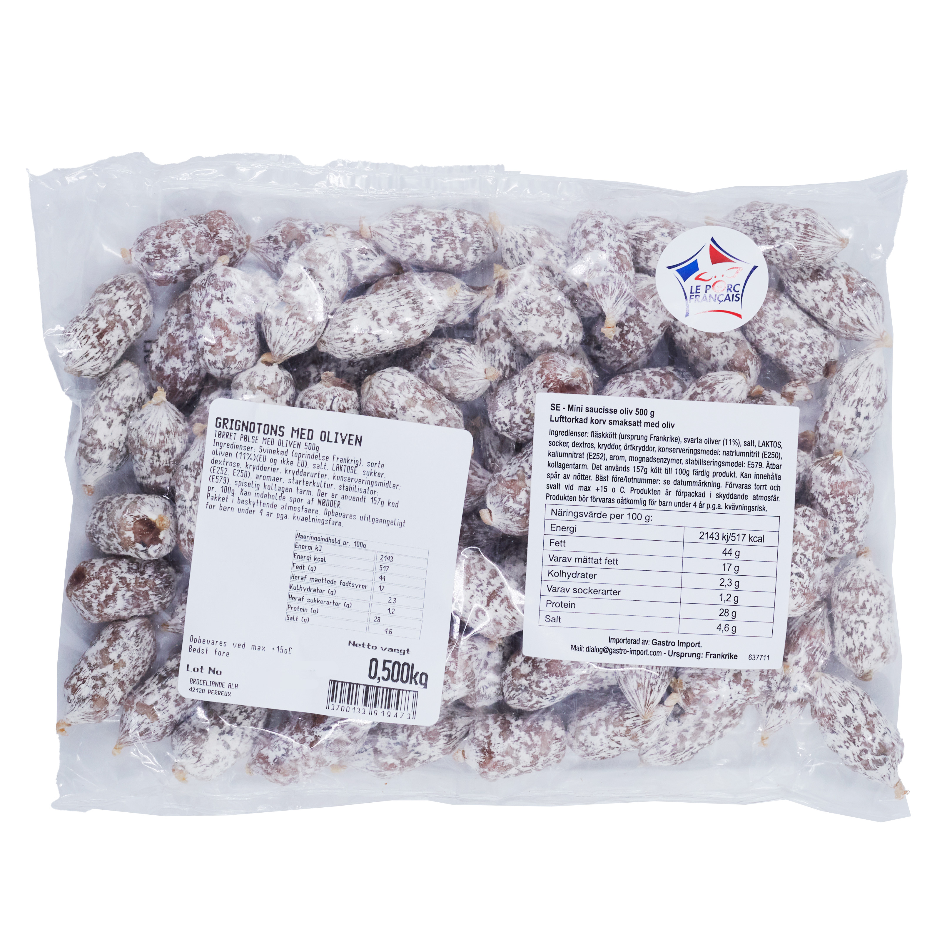 Mini saucisse oliv 500 g