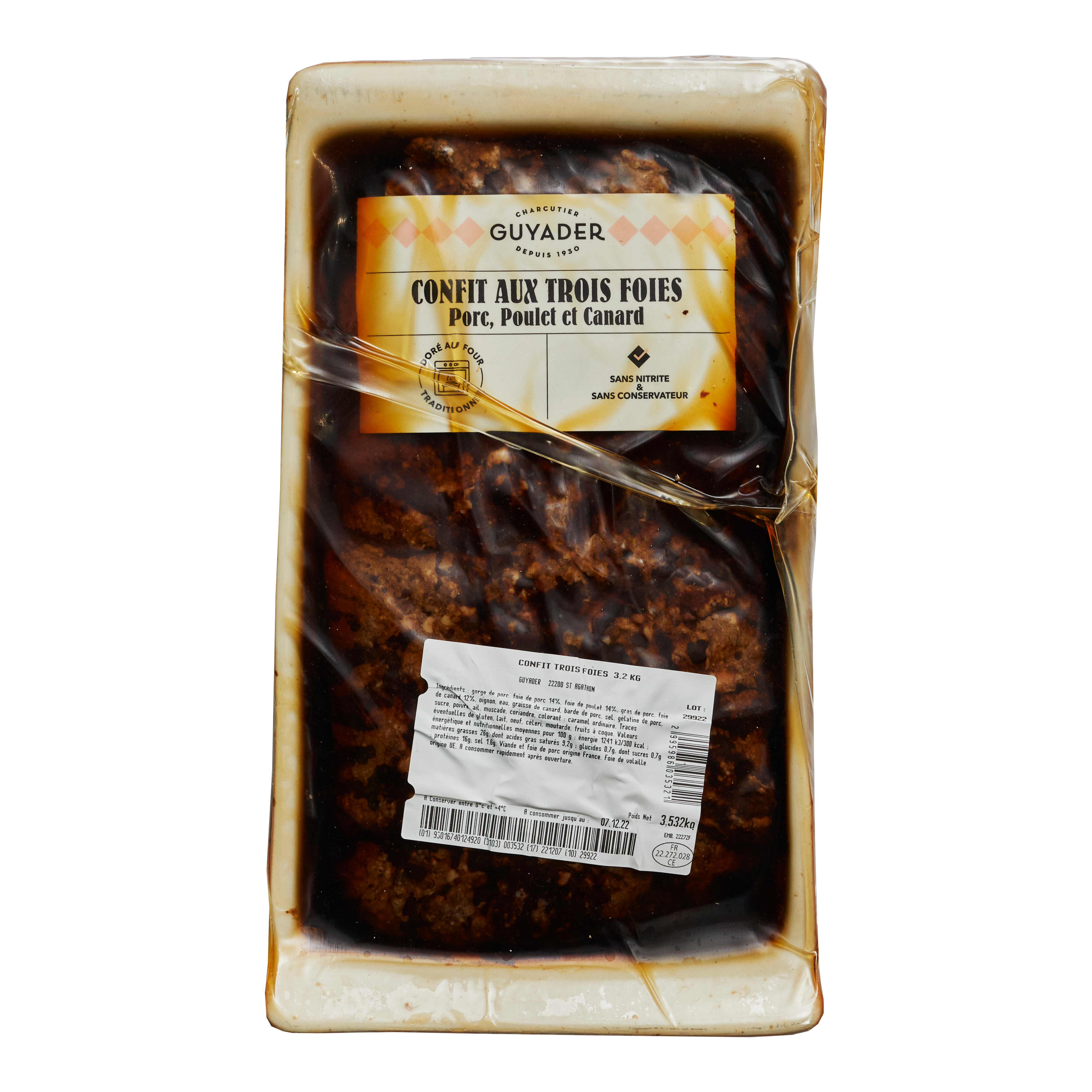 Paté confit aux 3 foies 3,4 kg